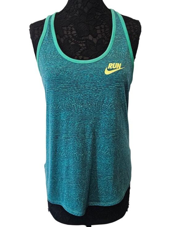 Nike Tops - Nike Dri Fit‎ Raceback Tank Top Womens XL Green Leopard Print Athletic Cut